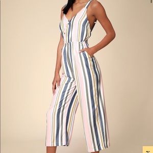 BNWOT Lulus Multi Colored Striped Jumpsuit